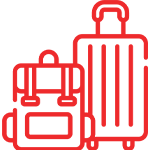 Icono maleta, cobertura de equipaje en el seguro de viaje RedTravel